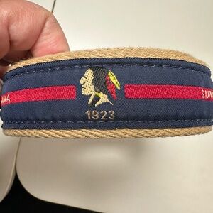 Classic Navy and Tan Embroidered Belt Sunnehanna country club